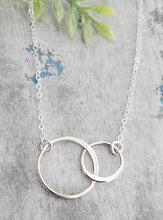 Load image into Gallery viewer, Two Intertwined Circle Sideways Necklace - Sterling Silver: 16"