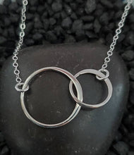 Load image into Gallery viewer, Two Intertwined Circle Sideways Necklace - Sterling Silver: 16"