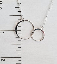 Load image into Gallery viewer, Two Intertwined Circle Sideways Necklace - Sterling Silver: 16"