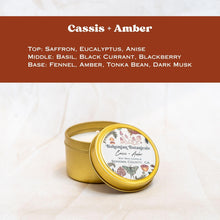 Load image into Gallery viewer, Cassis + Amber Soy Wax Candle- 4oz Travel Tin