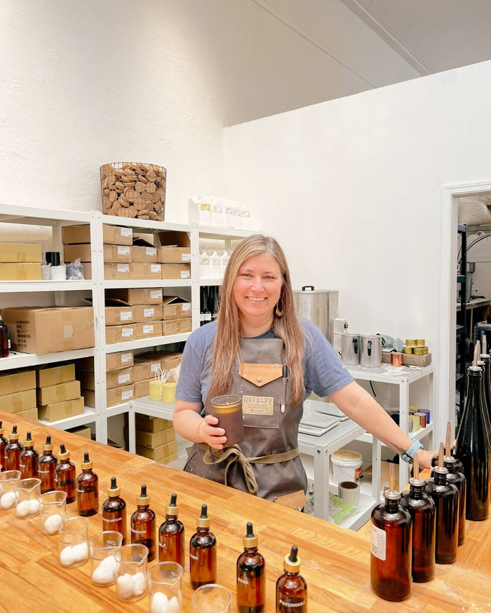 Jen, candle making instructor at Boho Bungalow's Petaluma Candle Bar