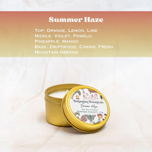 Load image into Gallery viewer, Summer Haze Soy Wax Candle- 4oz Travel Tin
