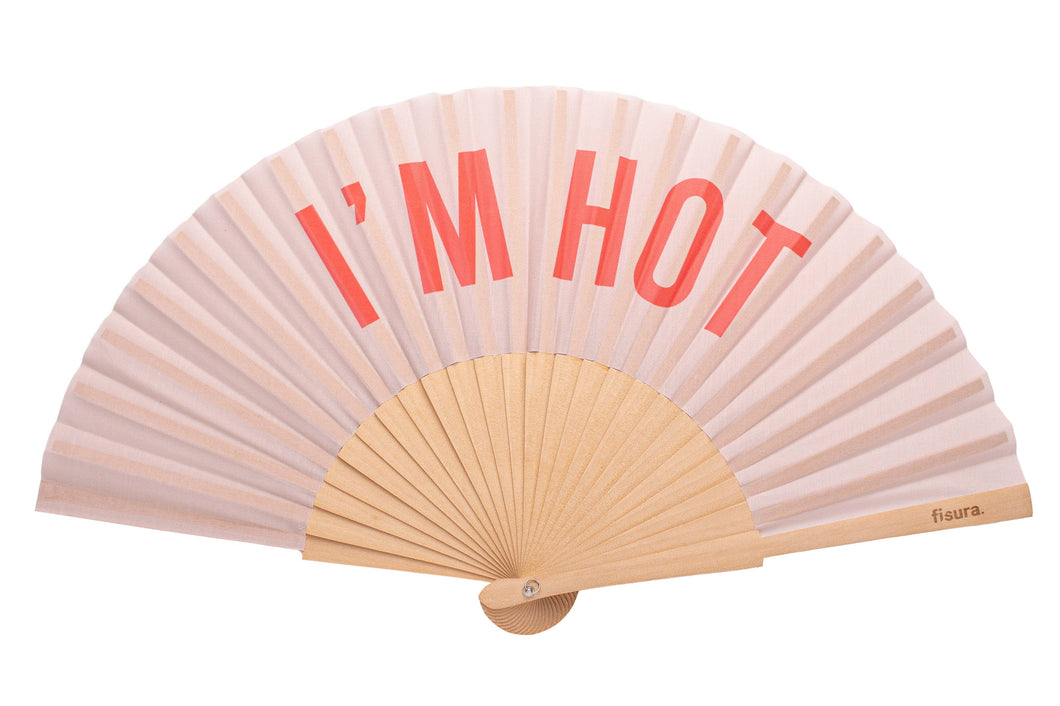 “I'm hot” beige and red fan