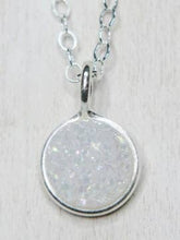 Load image into Gallery viewer, Tiny Silver Bezel Druzy Necklace - 8MM Rainbow White
