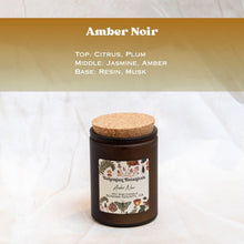 Load image into Gallery viewer, Amber Noir Soy Wax Candle- 12 oz Amber Glass Jar
