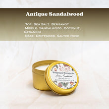 Load image into Gallery viewer, Antique Sandalwood  Soy Wax Candle- 4oz Travel Tin
