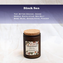 Load image into Gallery viewer, Black Sea Soy Wax Candle- 12 oz Amber Glass Jar

