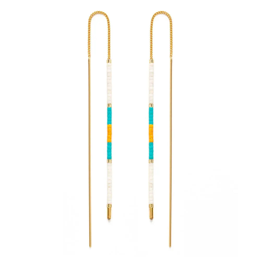 Miyuki Seed Bead Threader Earrings El Mar