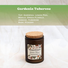 Load image into Gallery viewer, Gardenia Tuberose Soy Wax Candle- 12 oz Amber Glass Jar
