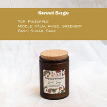 Load image into Gallery viewer, Sweet Sage Soy Wax Candle- 12 oz Amber Glass Jar

