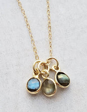 Load image into Gallery viewer, Gold Gemstone Cluster Trio Necklace - Labradorite
