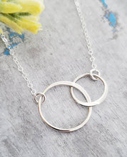 Load image into Gallery viewer, Two Intertwined Circle Sideways Necklace - Sterling Silver: 16&quot;
