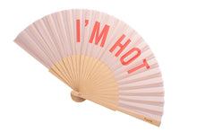 Load image into Gallery viewer, “I&#39;m hot” beige and red fan
