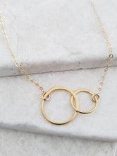 Load image into Gallery viewer, Gold Two Intertwined Circle Necklace: 16&quot;
