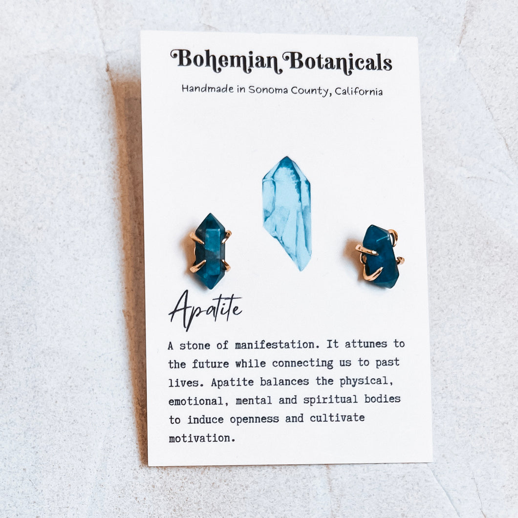 Apatite Double Point Crystal Stud earrings