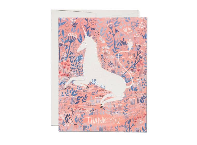 Unicorn thank you greeting card: Singles