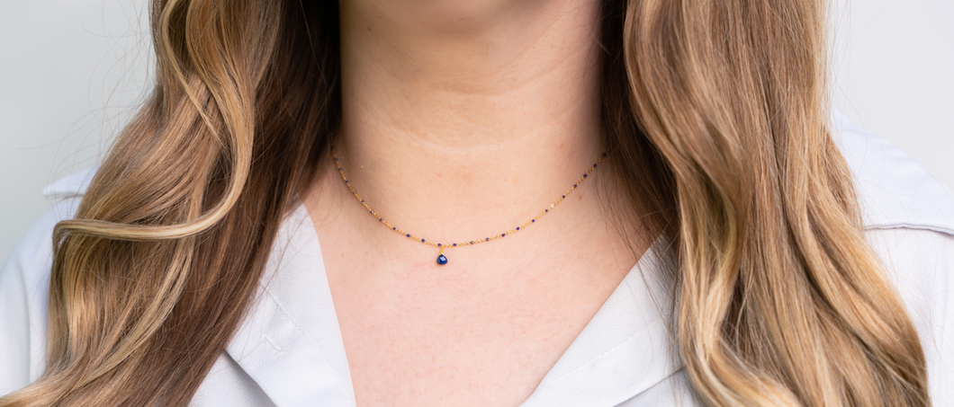 Mini Enamel-Chain Gemstone Necklace Package