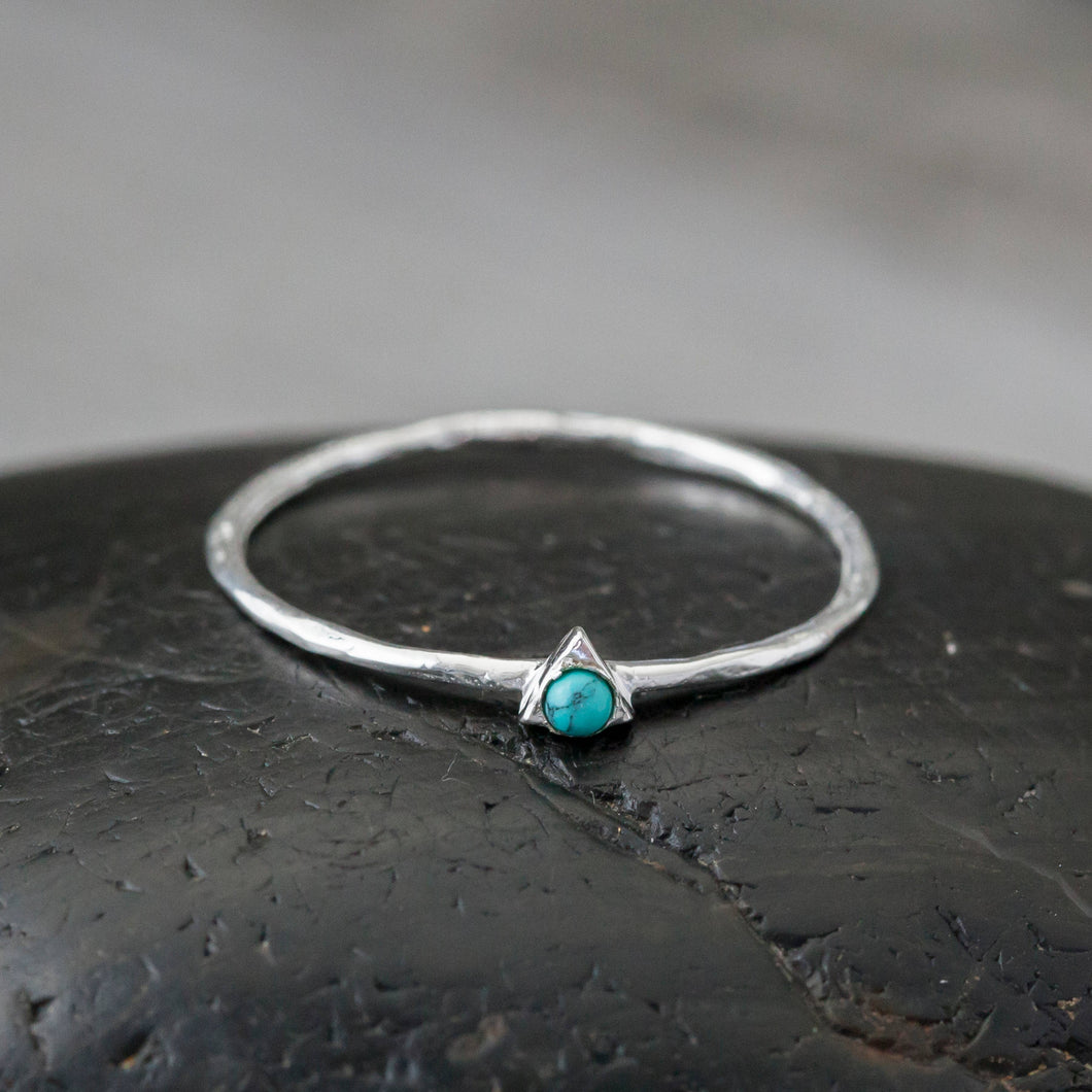 Sterling Silver Tiny Turquoise Triangle Ring