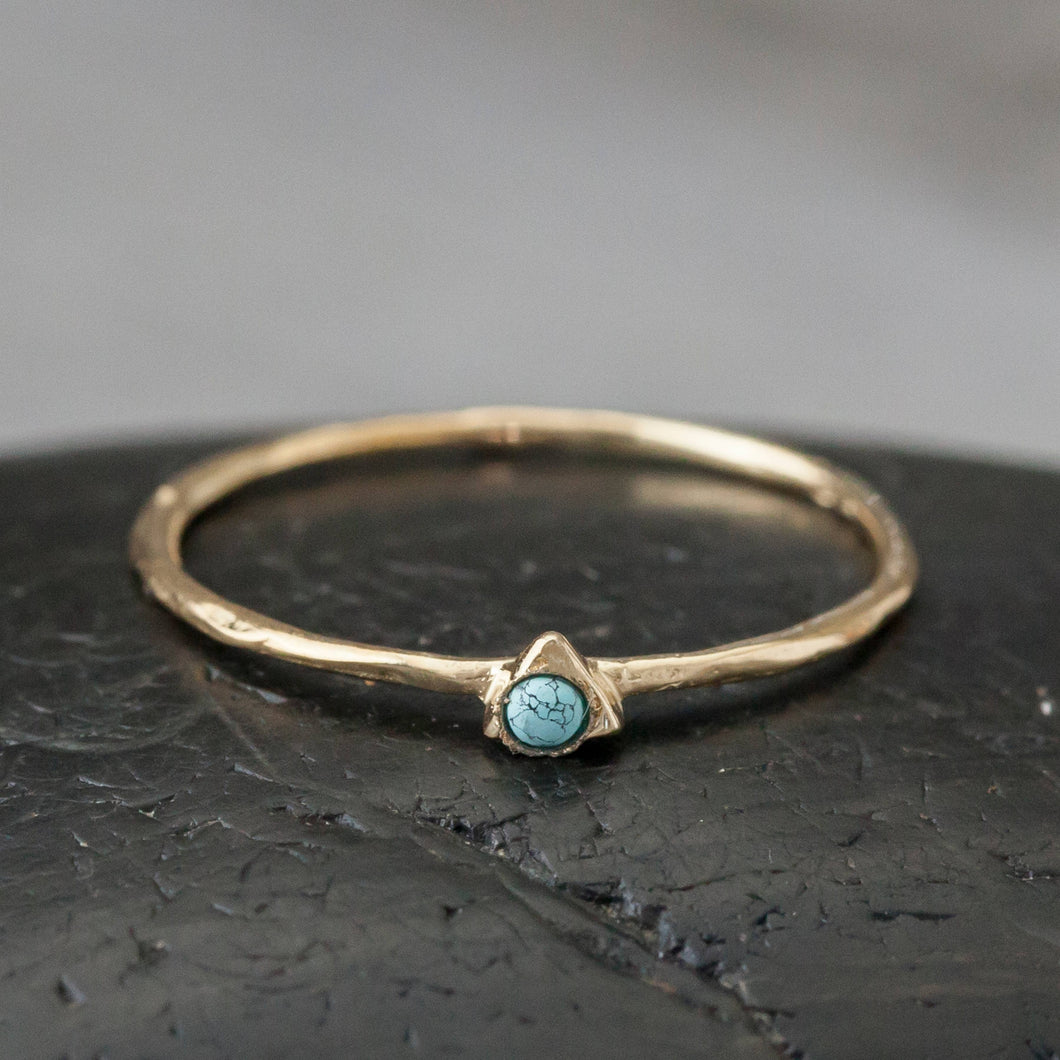 Tiny Turquoise Triangle Ring, Gold - SGPR011