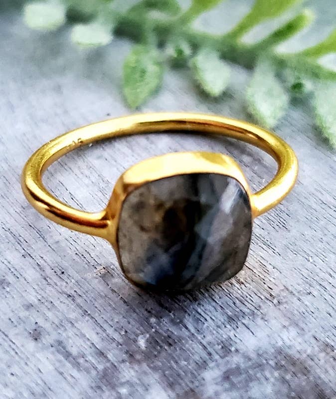 Labradorite Cushion Ring