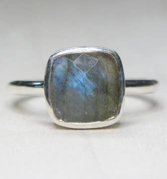 Labradorite Cushion Ring in Sterling Silver