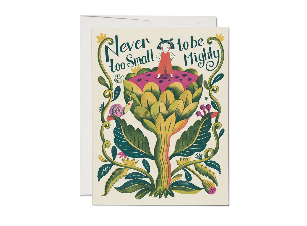 Small and Mighty congratulations greeting card